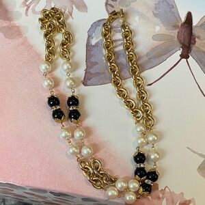 Elegant Gold and Black Pearl Necklace
